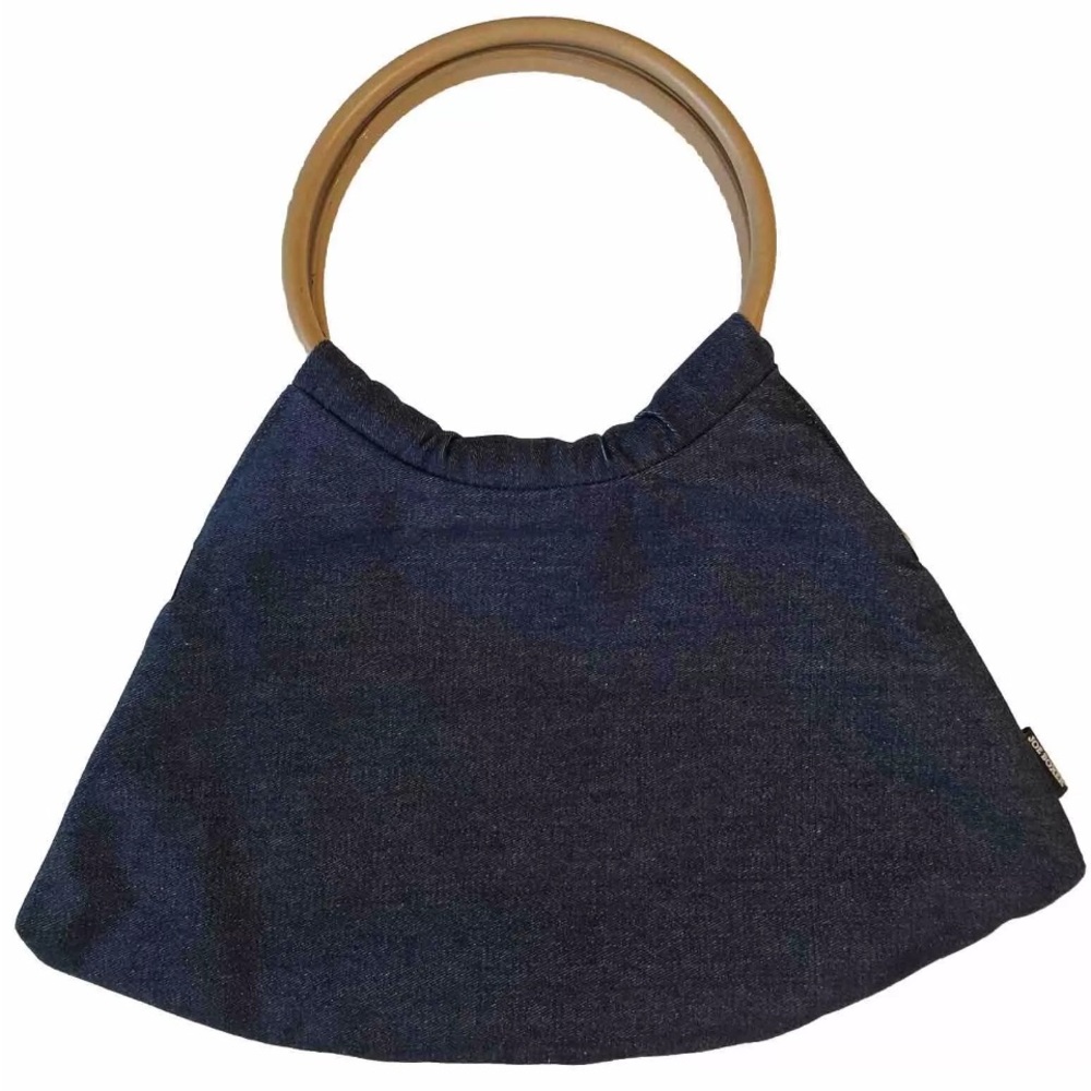 Joe Boxer Large Denim Heart Lined Shoulder Bag - Faux Leather Round Handles